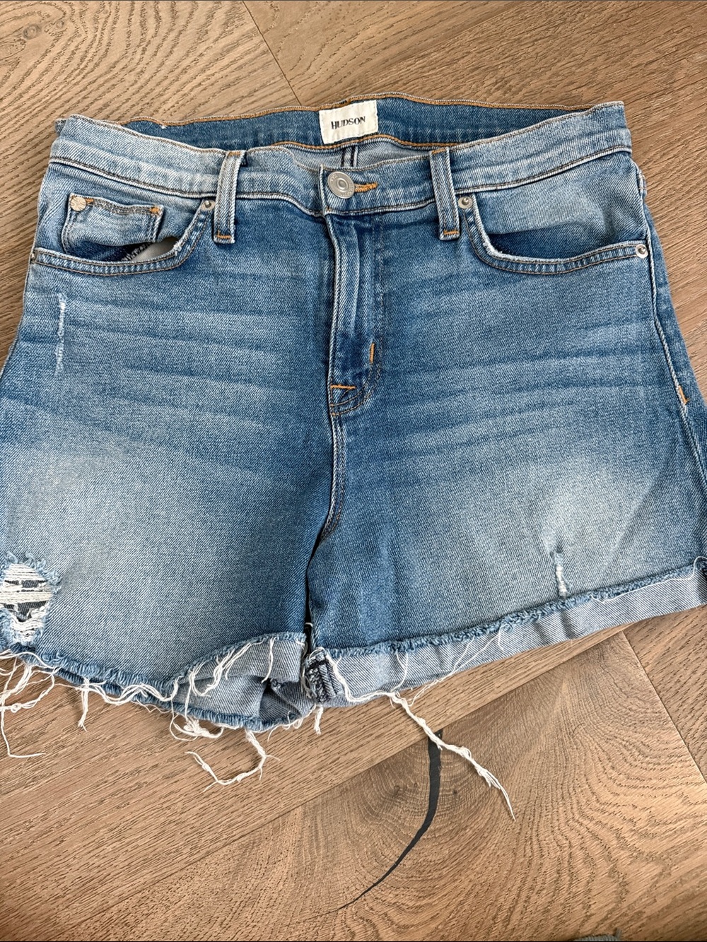 Hudson Jeans Light Blue Distressed Denim Cutoff Shorts